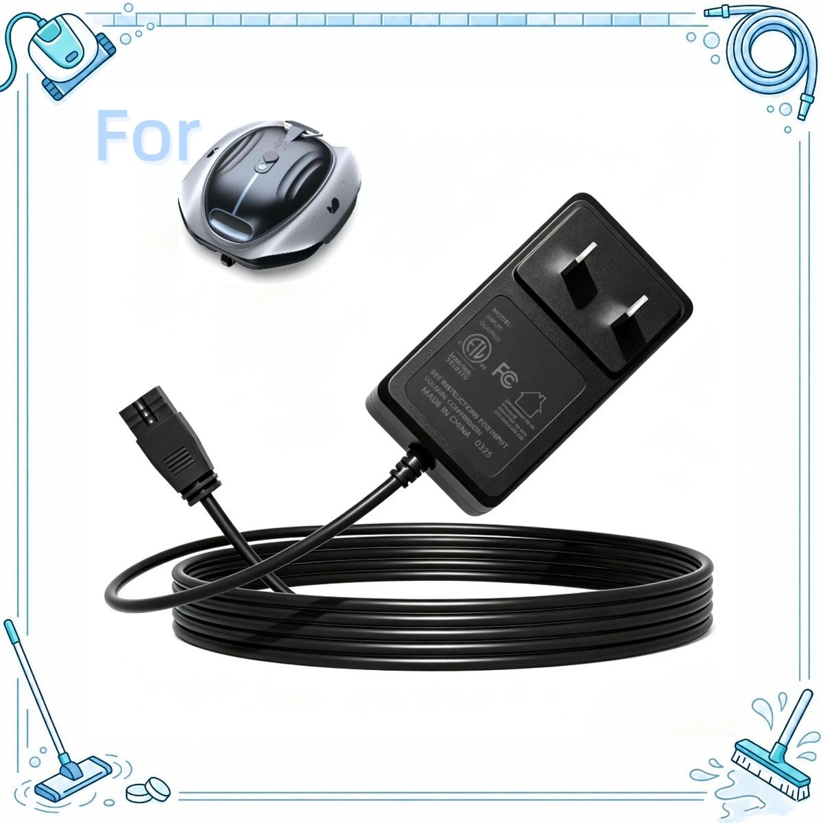 AC Adapter For Bublue Bubot 300P A10P 33W Robotic Cordless Pool Vacuum Cleaner