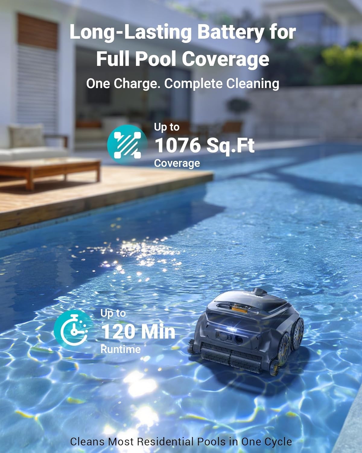 Flat Bottom Pool Robot Cleaner Cordless Robotic Vacuum Powerful above in Ground