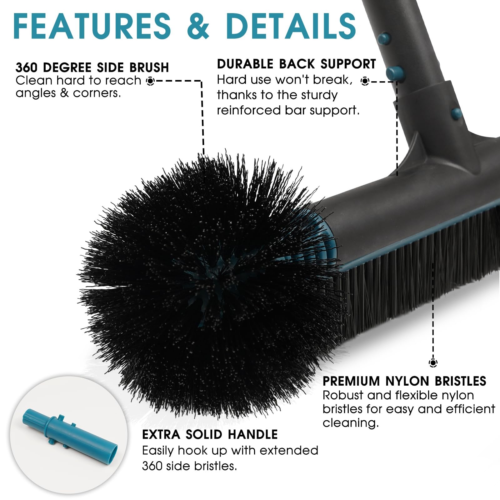 Poolvio 20&Prime; 2 in 1 Pool Brush Head for Swimming Pool, Heavy Duty Scrub Brush …