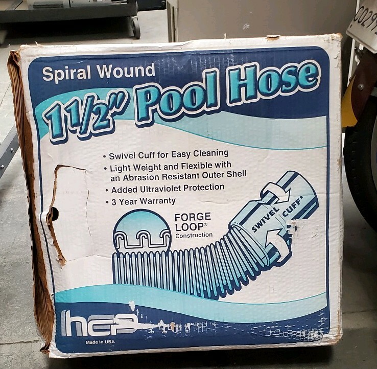NEW SPIRAL WOUND 1 1/2&Prime; POOL HOSE FORGE LOOP SWIVEL CUFF 50FT