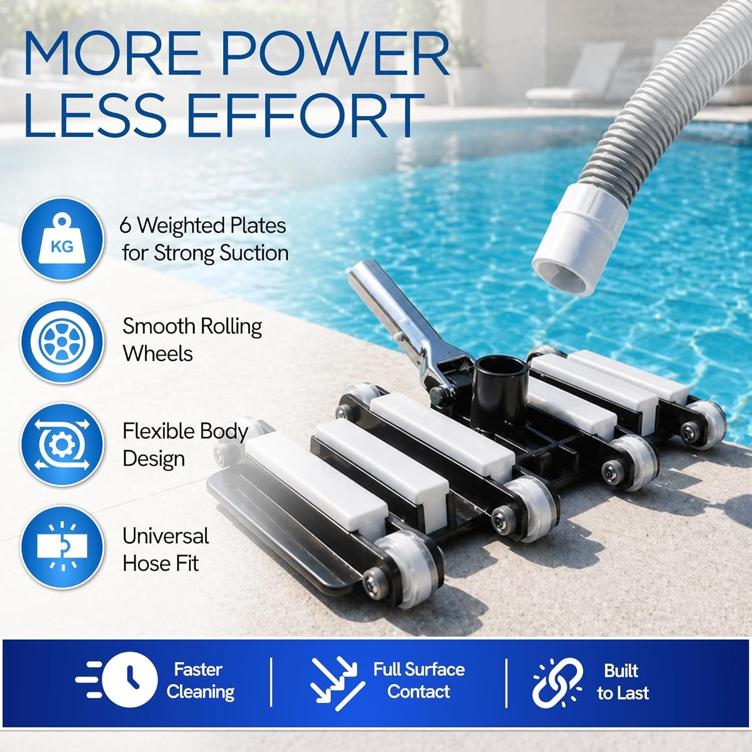 Cabezal de aspiración para piscinas – Diseño flexible con peso de 36,6 cm (14,4&Prime;