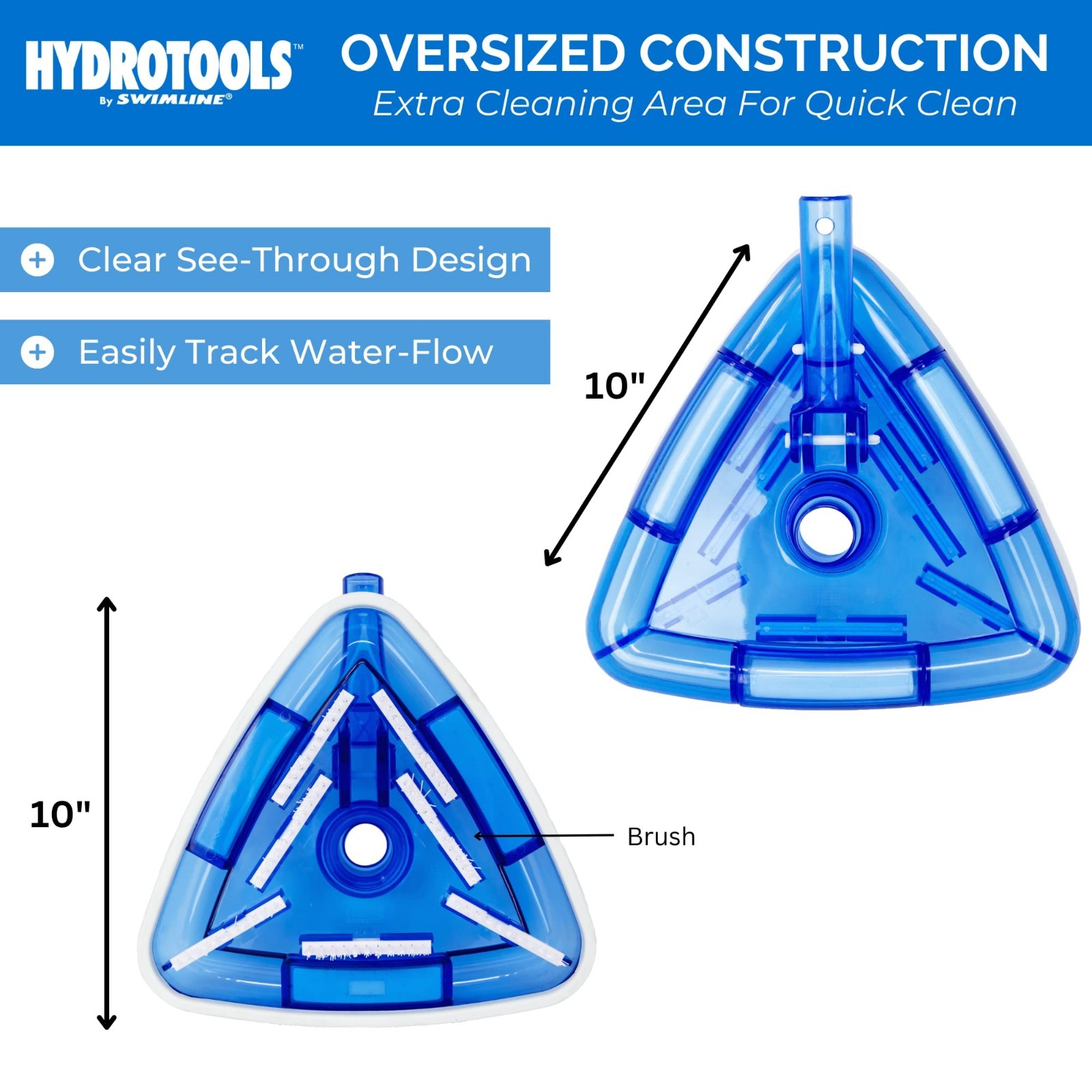 Manual Pool Vacuum Head for Inground & Above Ground Pools | Weighted Triangle Sh