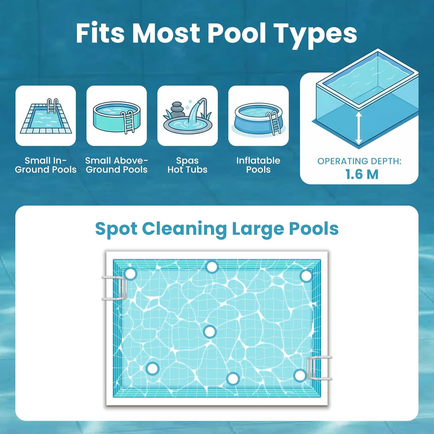 2026 Upgraded Cordless Handheld Pool Vacuum, 15 Gallons/Min Strong Suction Hot T