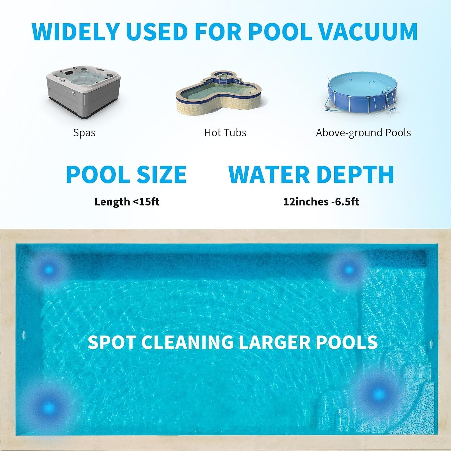 Cordless Handheld Pool Vacuum for Above Ground, Inground Pools | 18.5GPM