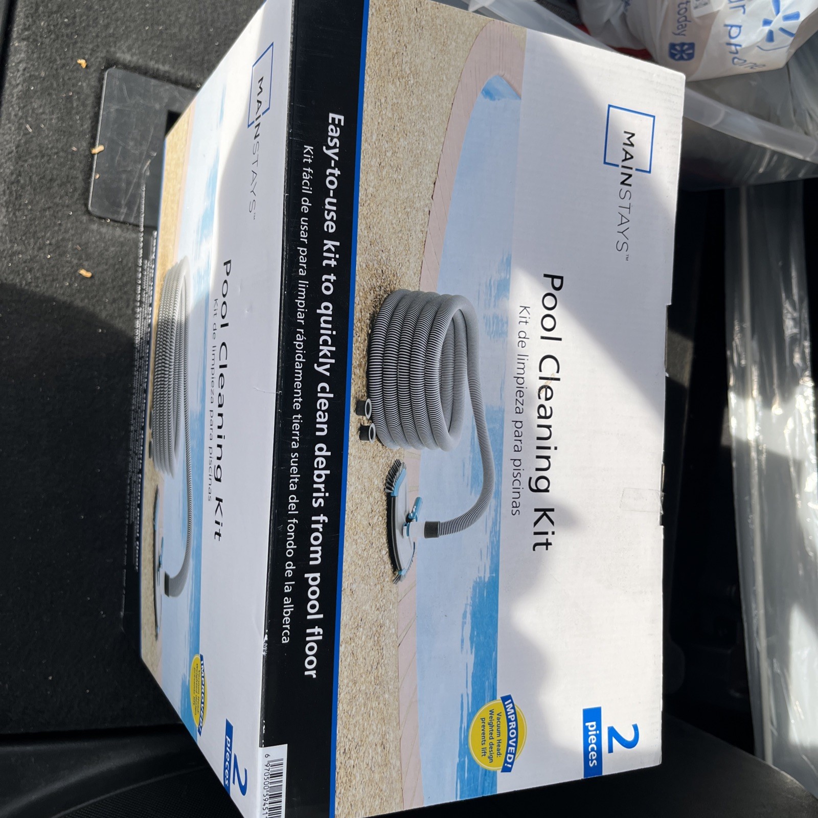 Mainstays Pool Vacuum Kit 2-Piece 25ft UV-Resistant Hose+Swivel Head 1.25&Prime;/1.5&Prime;