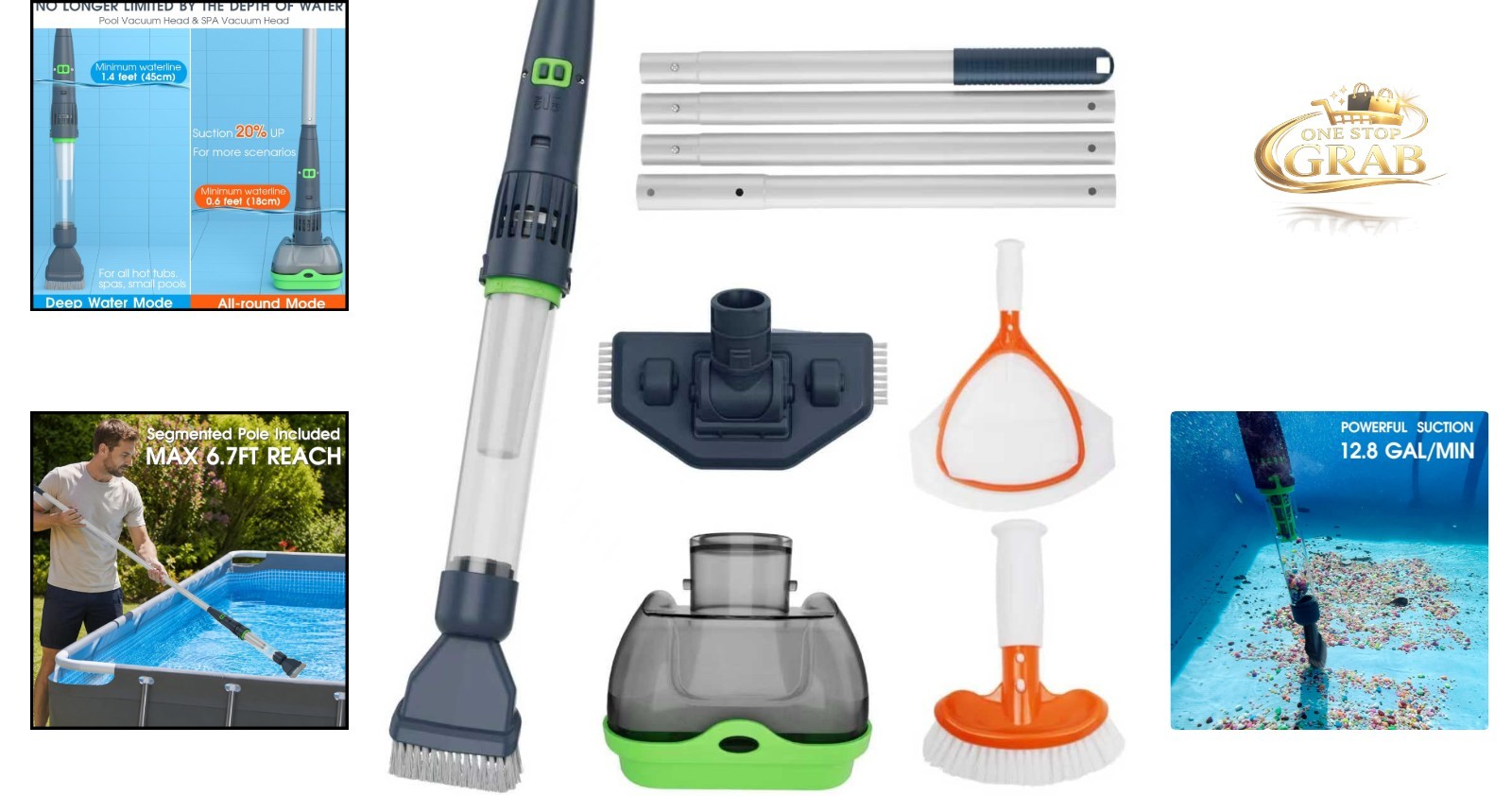 Rechargeable Hot Tub & Pool Vacuum Cleaner, 70 Min Runtime, Magnetic Drive