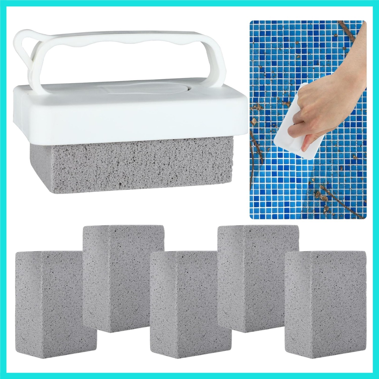 6 PCS Hand-Held Pool Pumice Stones Swimming Pumice Pool Tile Stone Replacemen…