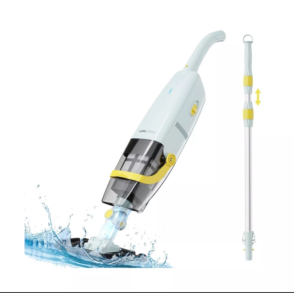 (2024 Upgraded) Lydsto Handheld Pool Vacuum with Telescopic Pole, Cordless Re…