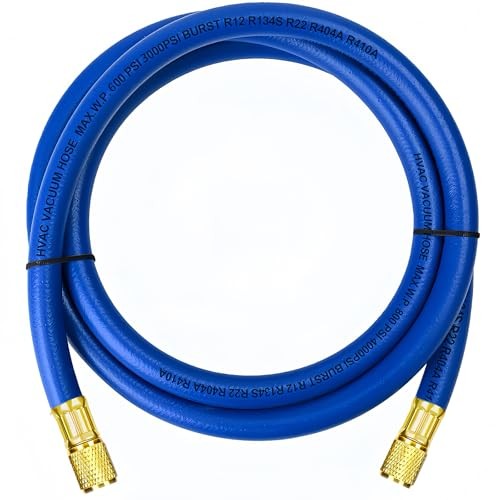 2026 Upgraded 3/8&Prime; HVAC Vacuum Hose,72&Prime; Refrigerant Charging Blue 6Ft