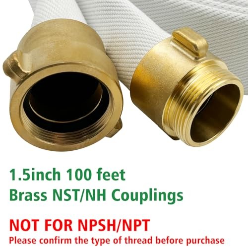 Fire Hose – 1 1/2 inches x 100&prime; Lay Flat Water Hose – 1.5inch/100ft/NST(NH)