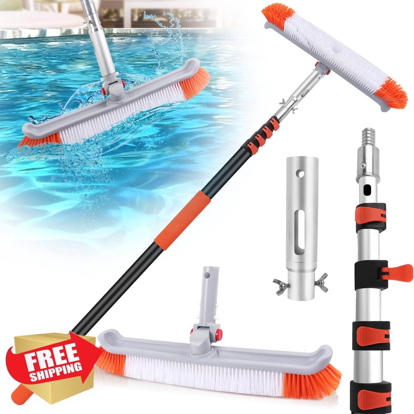 ACTREY Telescoping Pool Pole 16FT with Brush