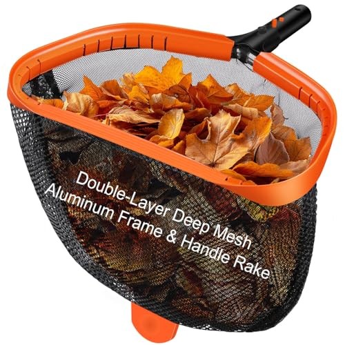 17.5&Prime; Pool Skimmer Net with Double-Layer Netting Bag, Aluminum Frame, Pool Net