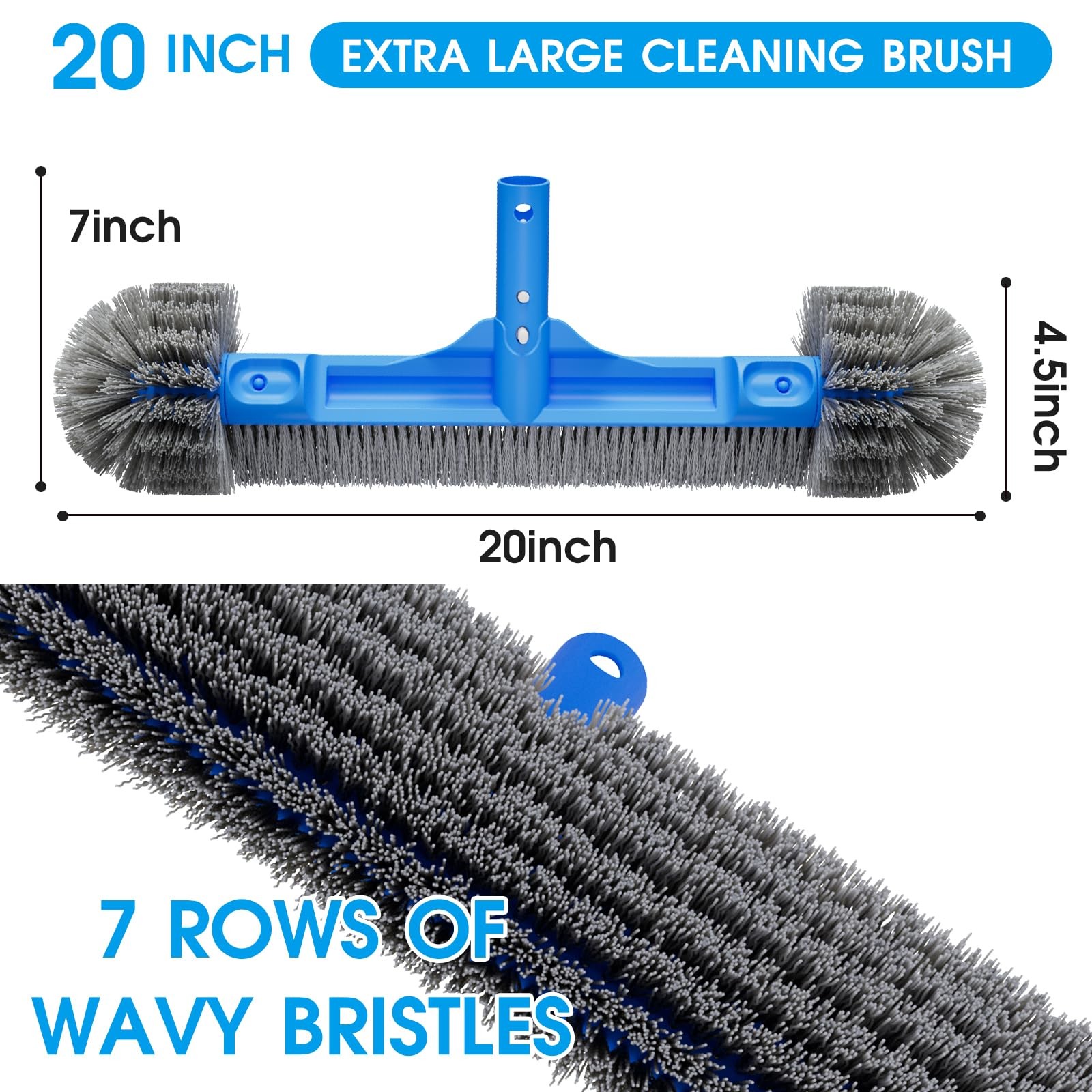 Pool Brush for Cleaning Pool Walls, 20 » Light Duty Pool Brush Head Detachabl…