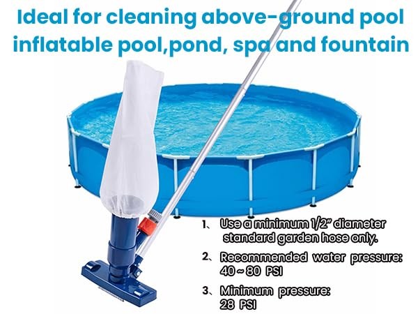 Upgraded Swimming Pool Spa Jet Vacuum Cleaner with Brush & 56&Prime; Pole,for Above…