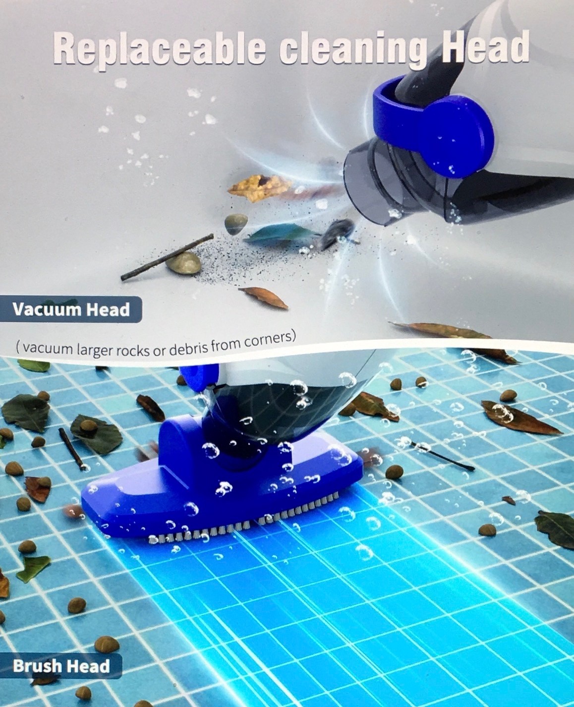 LITTLE SHARK Pool Vacuum For Above Ground Pool, Hot Tub Vacuum 60W Motor, Sealed