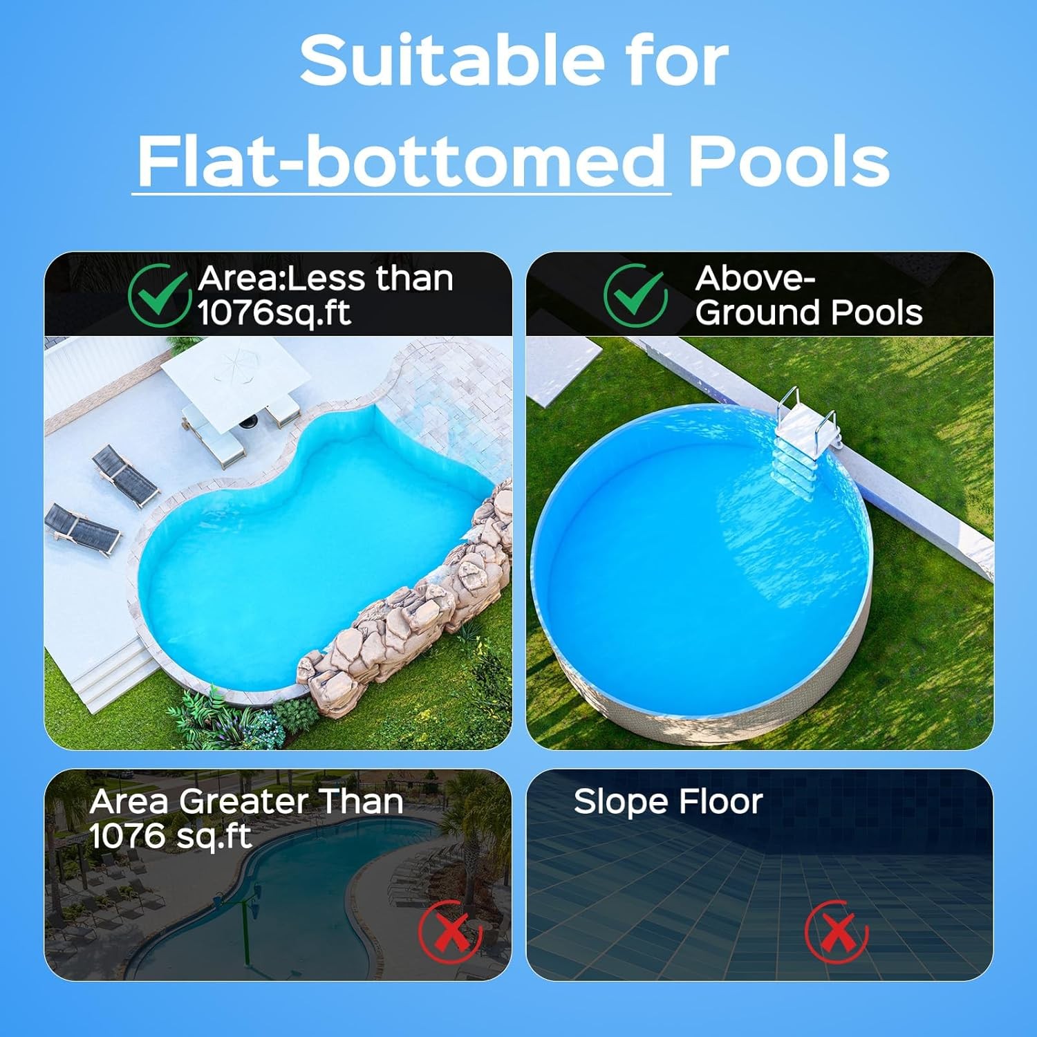 WYBOT A1 Cordless Robotic Pool Cleaner, Automatic Pool Vacuum Robot