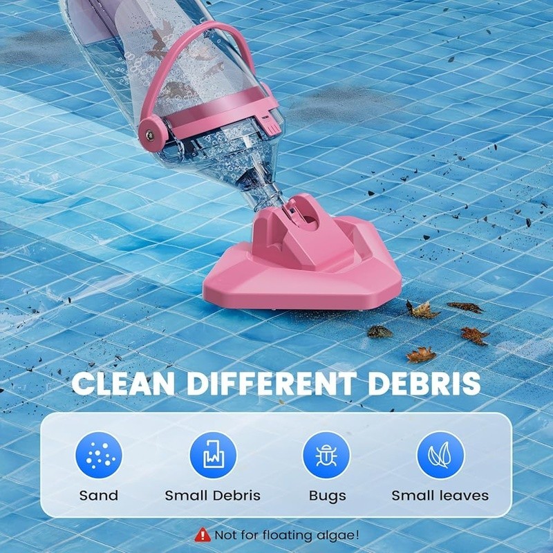 Cordless Pool Vacuum Strong Suction 20V Rechargeable Telescopic Pole Filter Bags