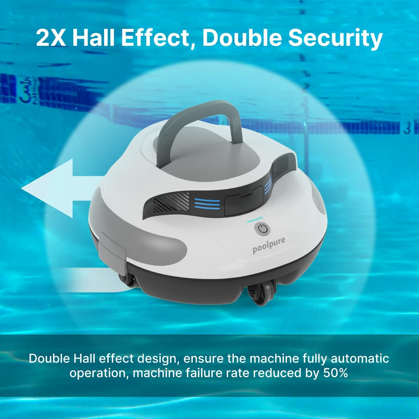POOLPURE Robotic Pool Cleaner, Cordless Pool Automatic Vacuum with Dual Motors