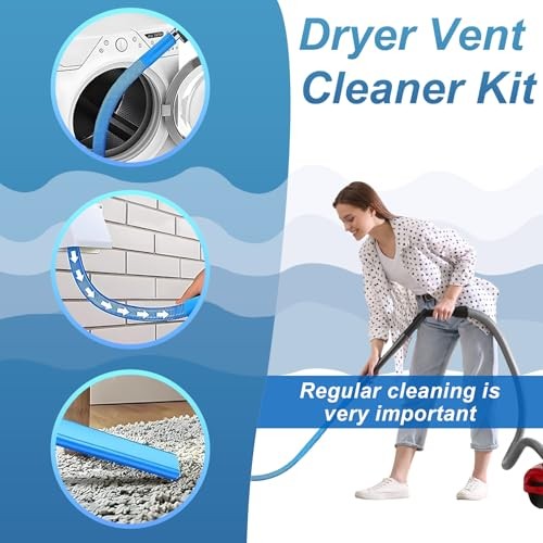 Upgraded Dryer Lint Vent Cleaner Kit: Flexible Vacuum Hose Attachment for Blue