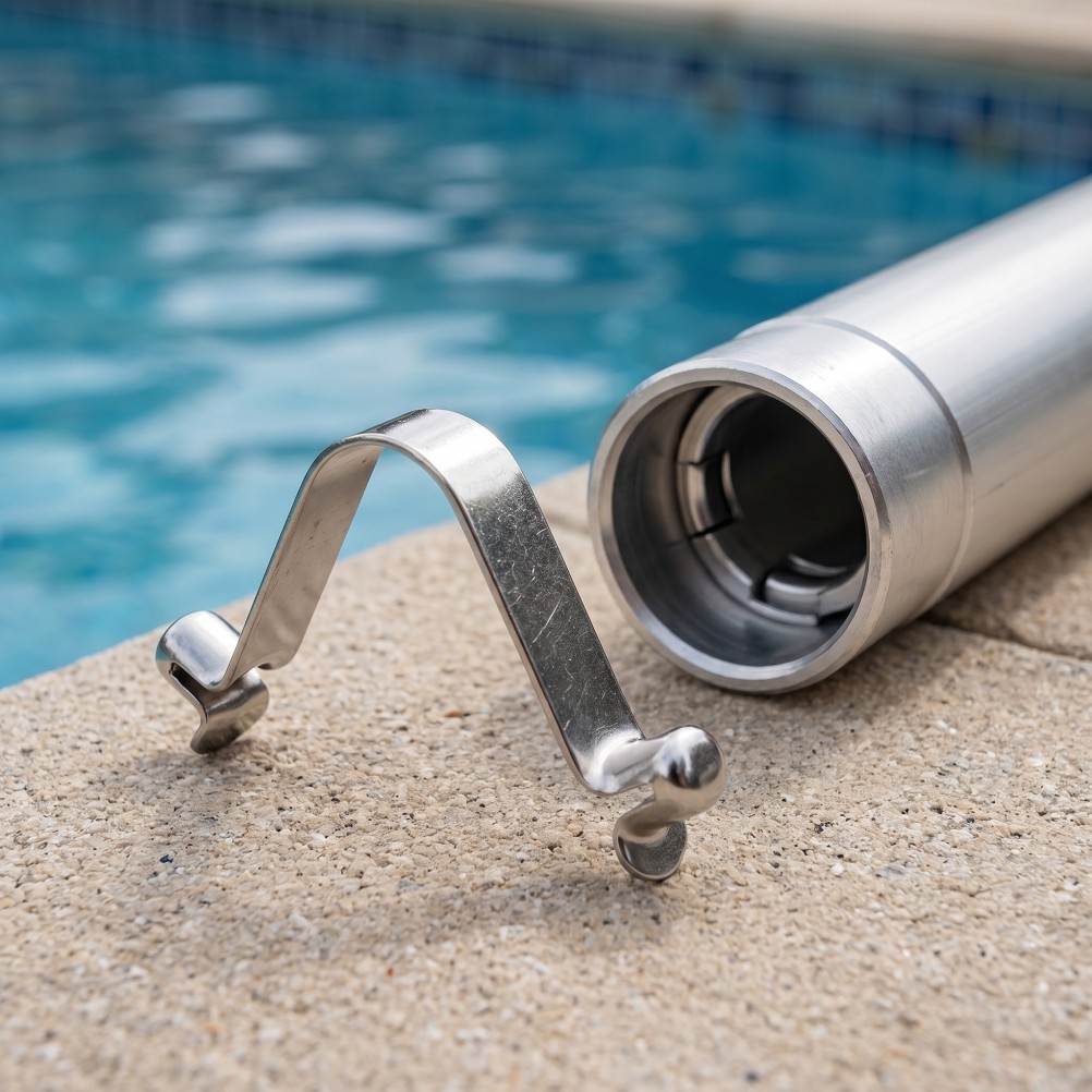 5pcs Pool Brush V-Shaped Clip, Stainless Steel Pool Pole Clips, 8mm Double-Pin