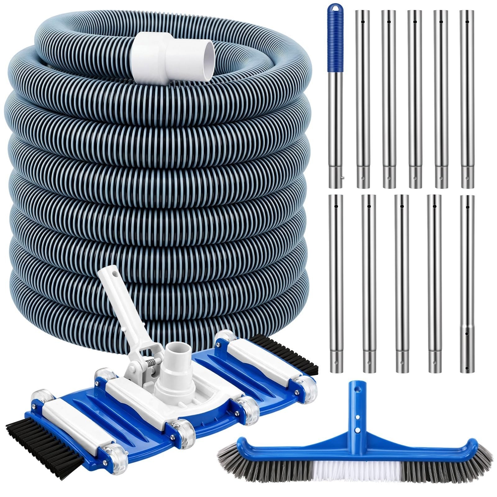 4 Pcs Swimming Pool Cleaning Kit Including Pool Vacuum Head with 1-1/2&Prime; x 30 ft