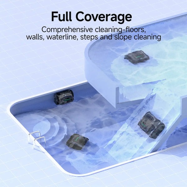 WYBOT C1 Robotic Pool Cleaner with F1 Solar Powered Surface Skimmer Bundle, New
