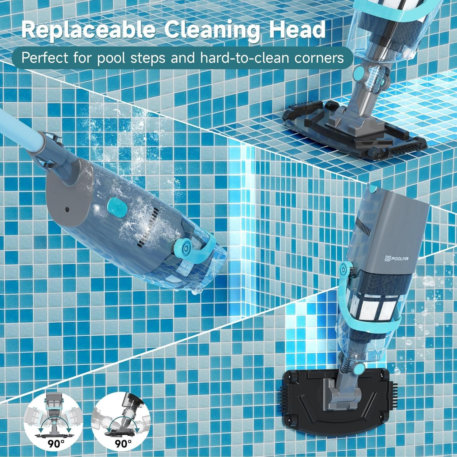 Cordless Handheld Pool Vacuum, Rechargeable Pool Cleaner with 18.5 Gal/Min Sucti
