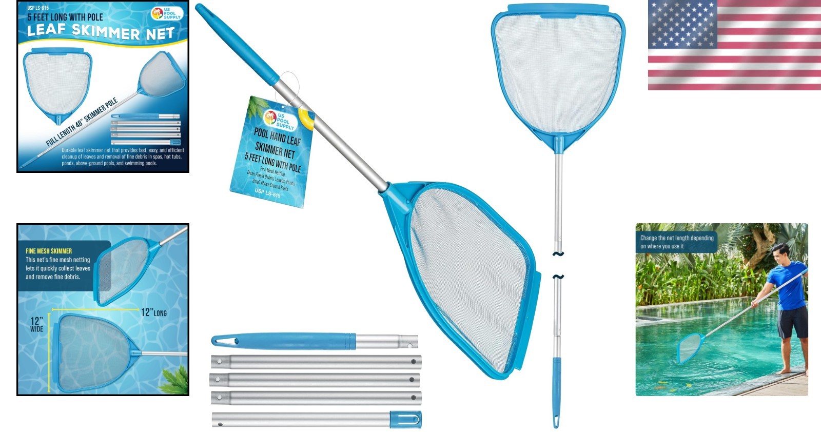 Versatile Pool and Spa Skimmer Net – Lightweight Fine Mesh with Telescoping Pole