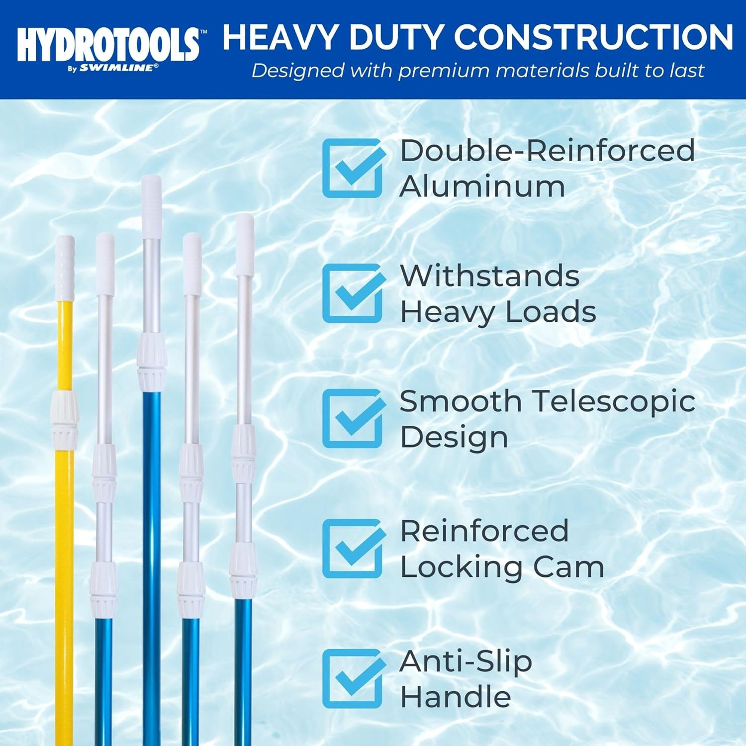SWIMLINE HYDROTOOLS 83515 2-Piece Telescopic Pole 6 to 11 Feet Adjustable Telepo