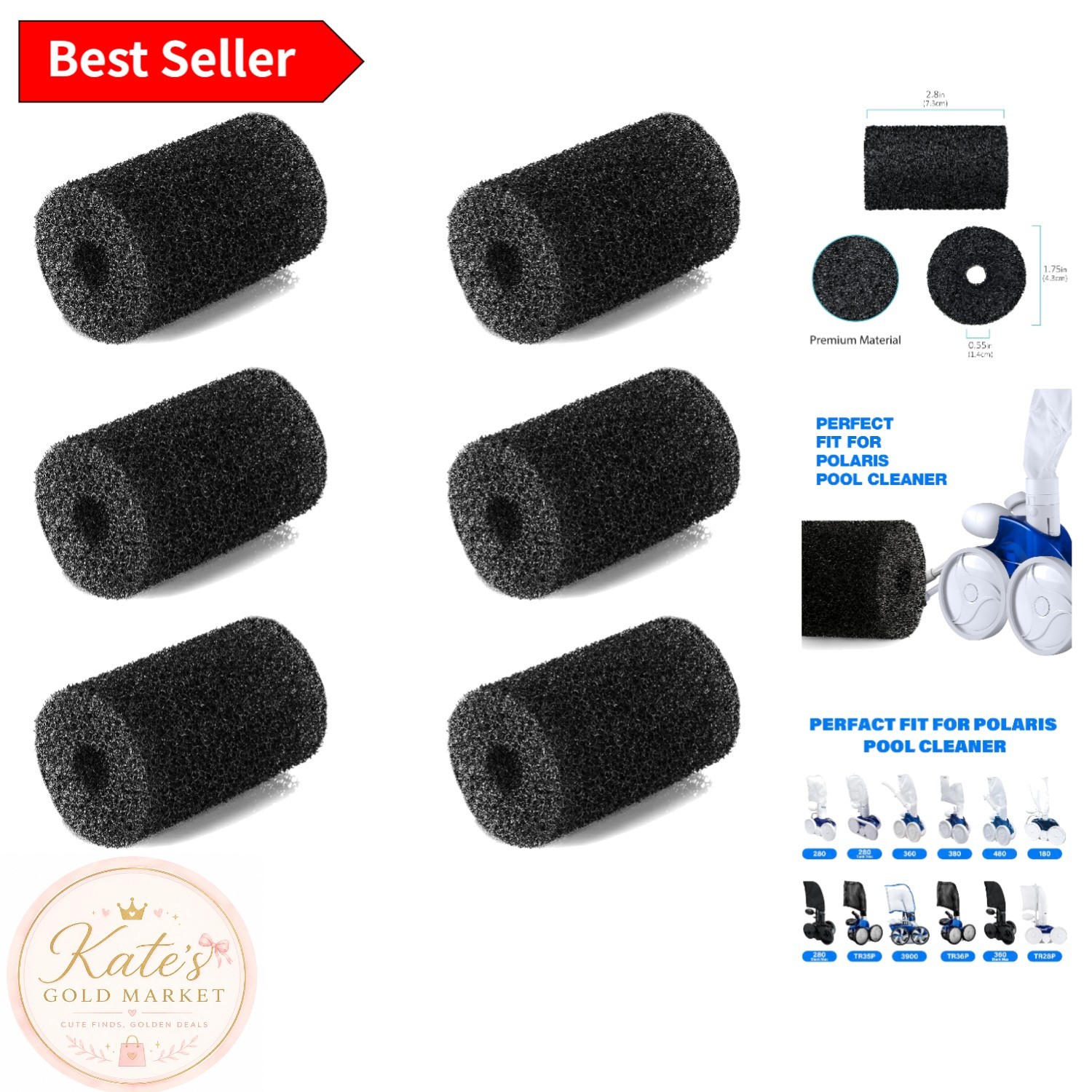 Economical 6 Pack of Polyurethane Tail Scrubbers for Polaris Vacuum Cleaners