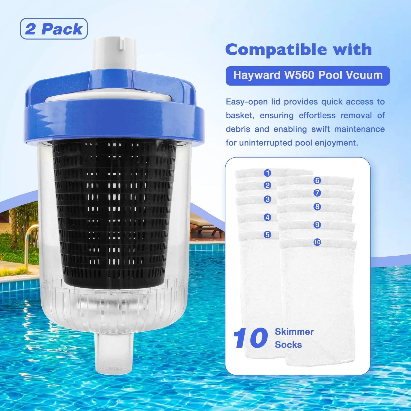 In-line Pool Leaf Canister Basket Fit Hayward W560 Poolvac Suction Cleaners New