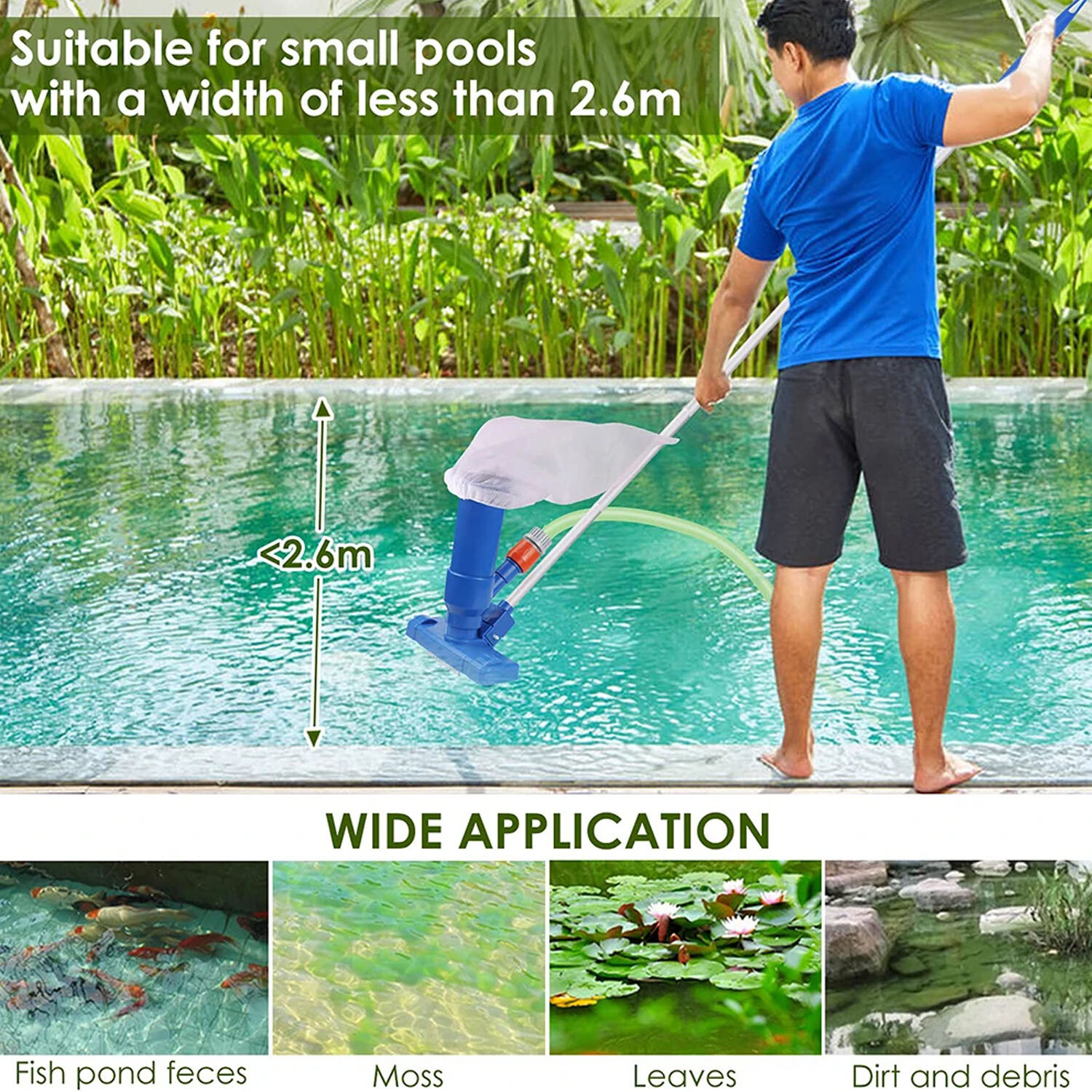 Upgraded Handheld Pool Vacuum for above Ground Pool – Swimming Pool Jet Cleaner
