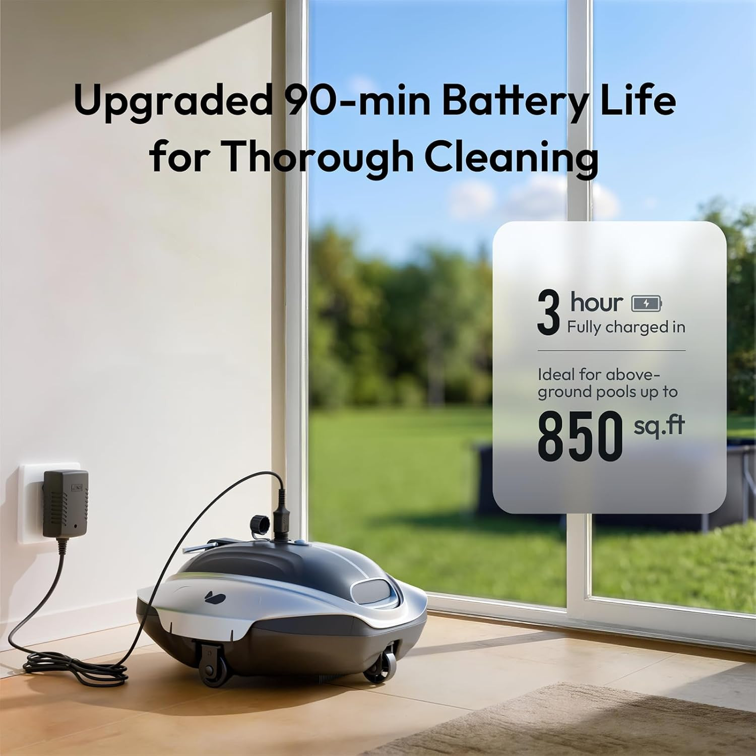 Bubot 300P Cordless Pool Vacuum for above Ground Pool, Robotic Pool Cleaner with