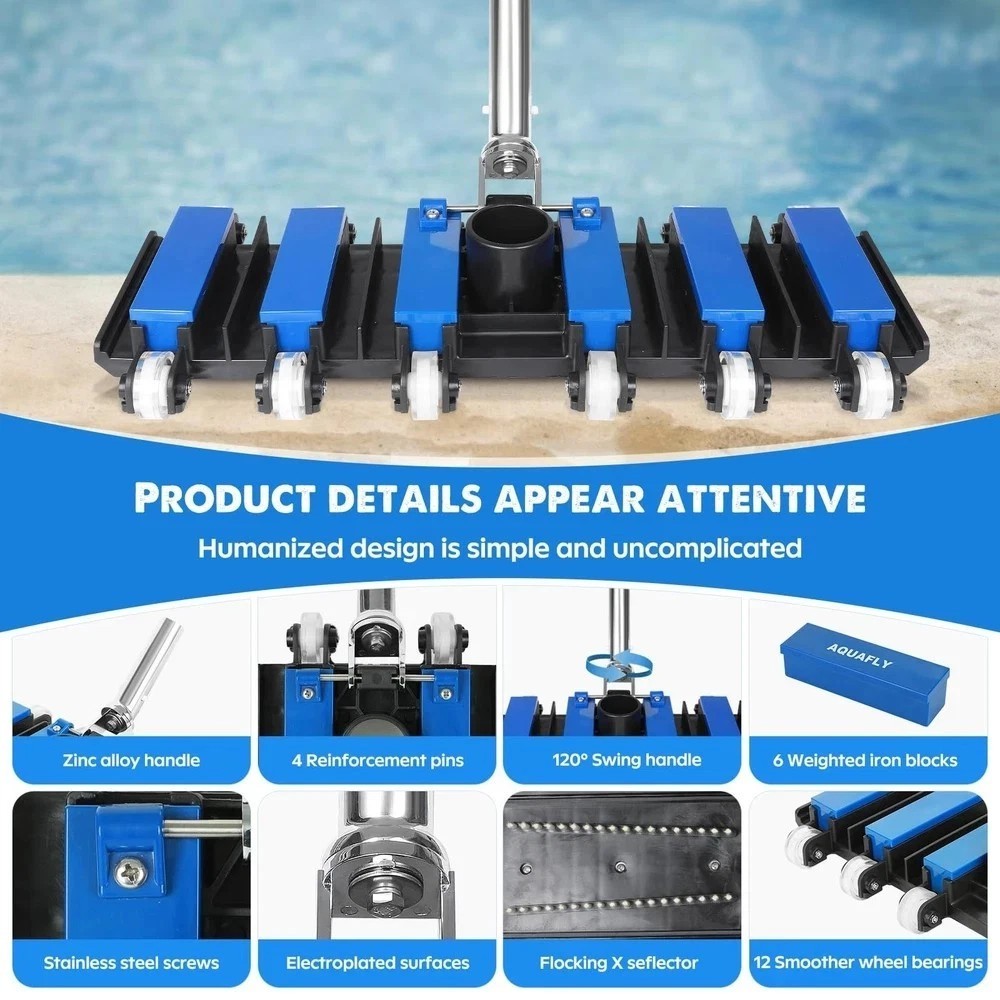Pool Vacuum Head, Manual Pool Vacuum for Inground and Above Ground Pools Flex…