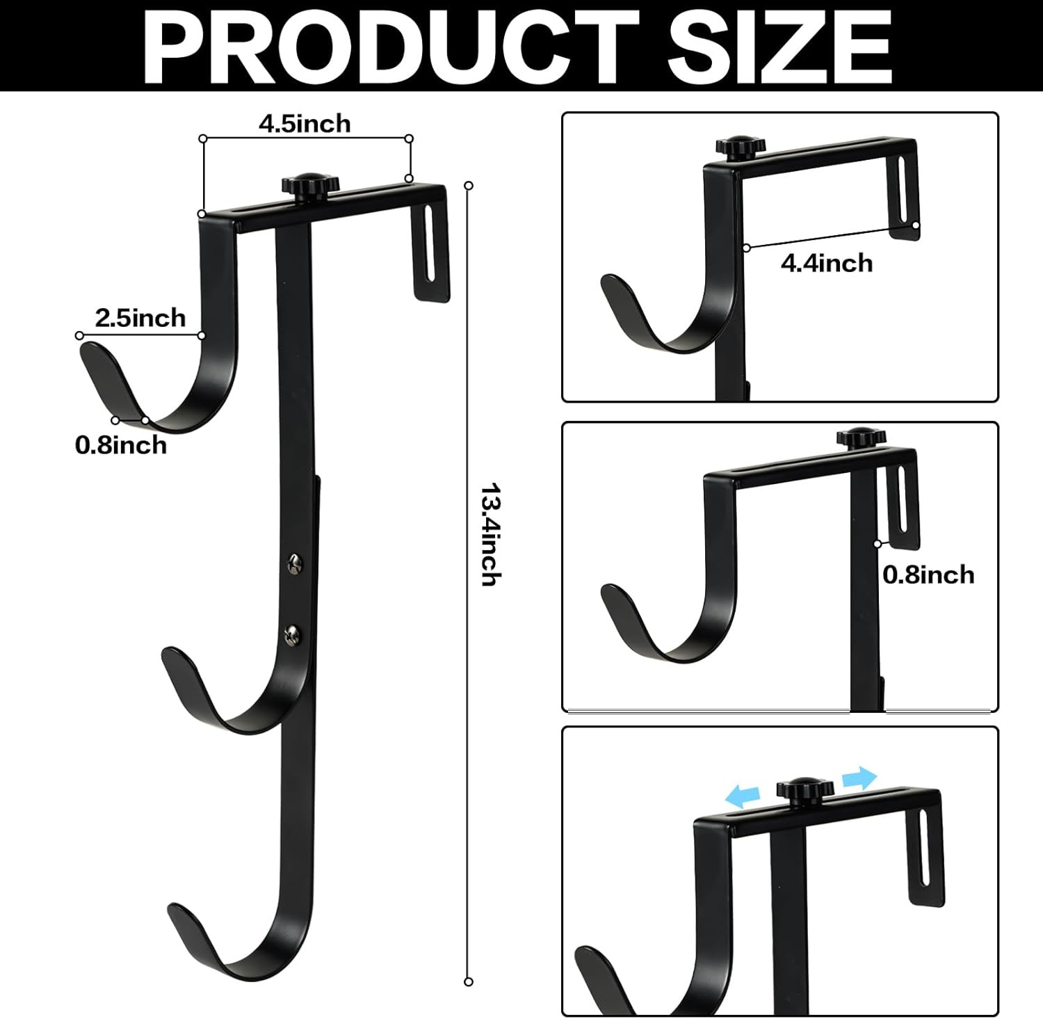 2Pcs Black Pool Pole Hangers, Adjustable Heavy Duty Swimming Pool Fence Hooks fo