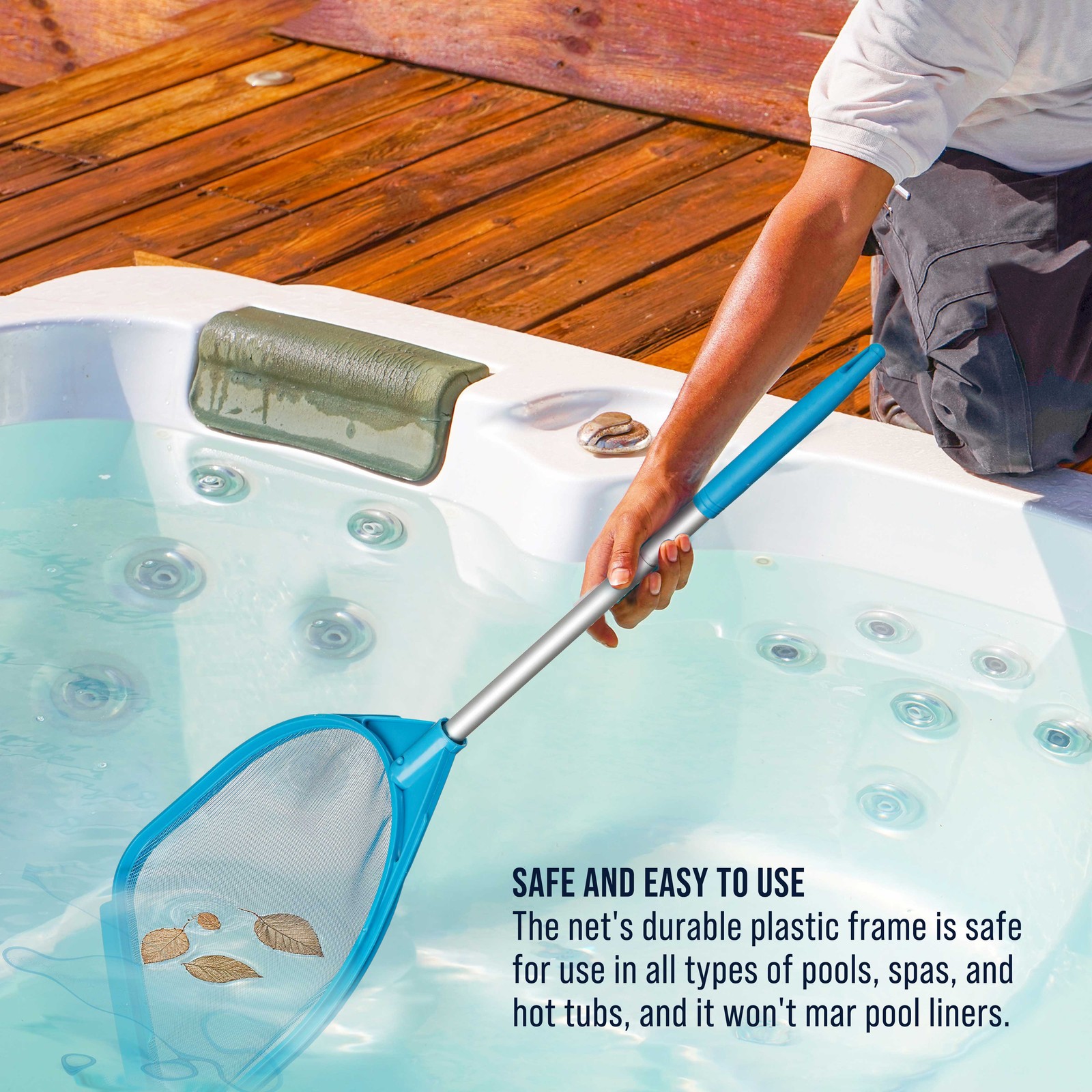 5ft Handheld Spa, Hot Tub, Swimming Pool Cleaning Net & Pole – Fine Mesh Netting
