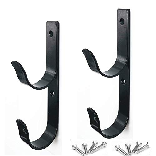 2 PCS Set Wide Pool Pole Hangers Heavy Duty Aluminium Holder Hooks with Black