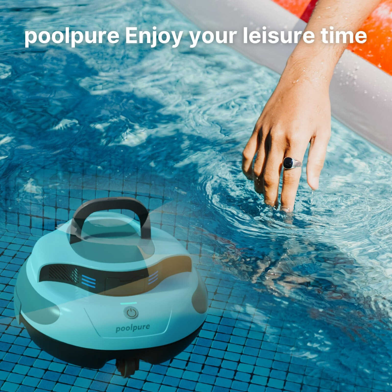 Robot Pool Cleaner, Cordless Pool Automatic Vacuum, Self-Parking, POOLPURE