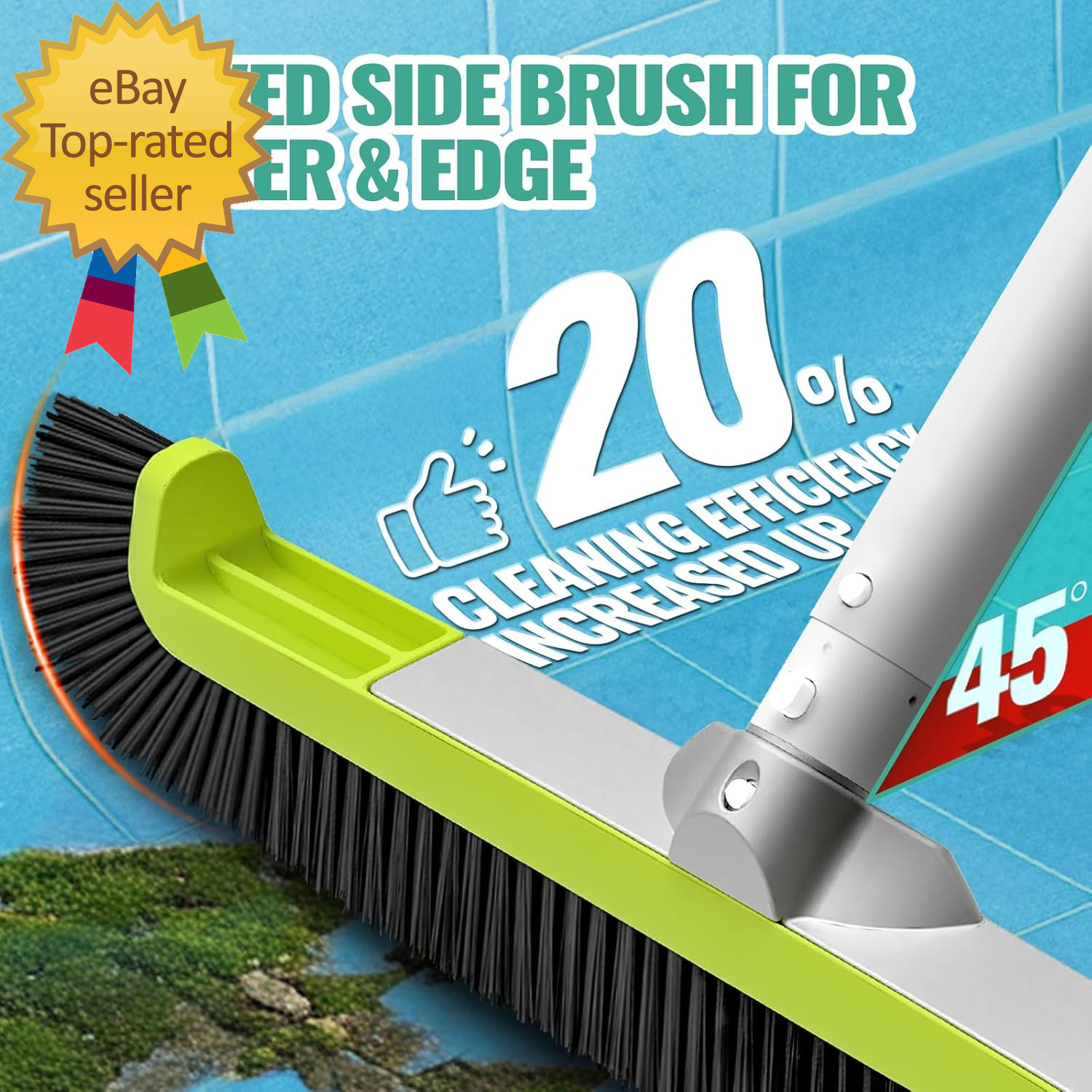 18&Prime; Pool Brush Head for Cleaning Swimming Pool Walls, Curved Ends High-Efficienc