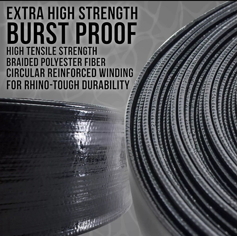 Black Rhino 1-1/2&Prime; x 50&prime; Pool Backwash Hose w/Hose Clamp – Thick 1.2mm (47 mils)