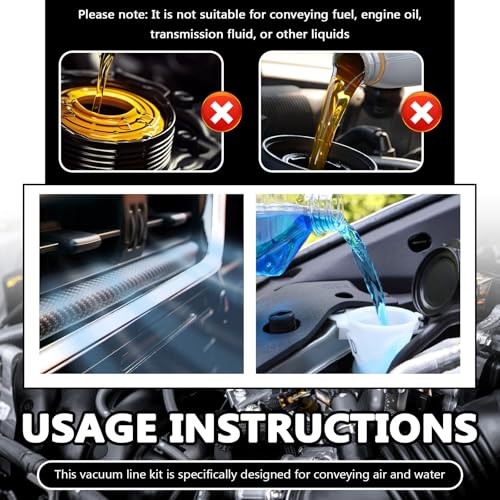 94PCS 5Ft Vacuum Hose Automotive Set,6 Sizes 3/8&Prime;,5/16&Prime;,1/4&Prime;,3/16&Prime;,5/32&Prime;,1/8&Prime;