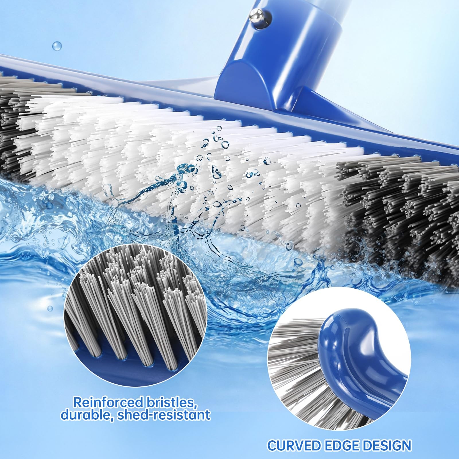 Pool Brush Head Premium Nylon Bristles Curved Ends for Inground Pools