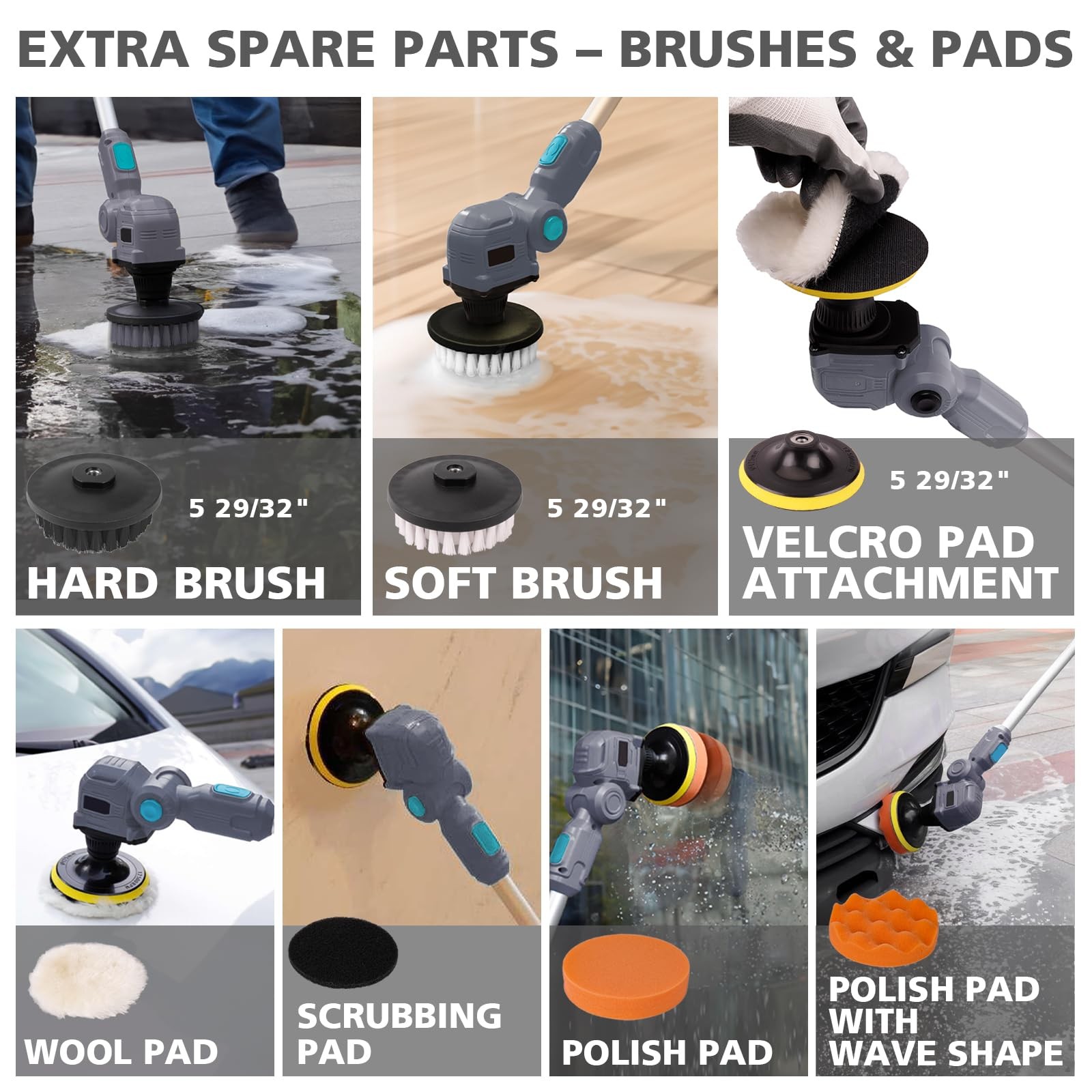 20V Cordless Spin Scrubber with Replaceable Battery, Electric Cleaning Brush …