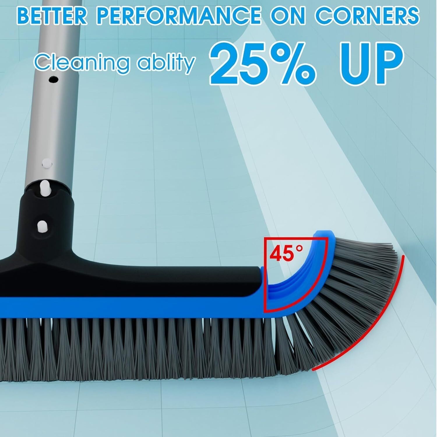2 in 1 Pool Brush w/ 10 FT Poles 17.5 » Heavy Duty Swimming Pool Brush Cleaning