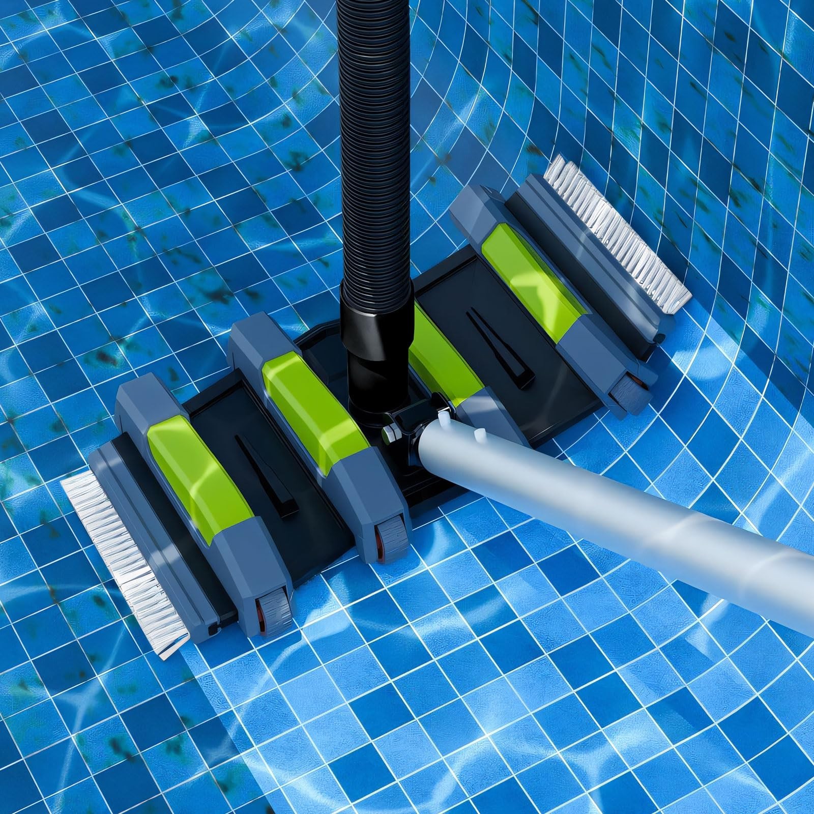Pool Cleaning Vacuum Head with Wheels & 1-1/4&Prime;, 1-1/2&Prime; Hose Adapter，Heavy Dut…