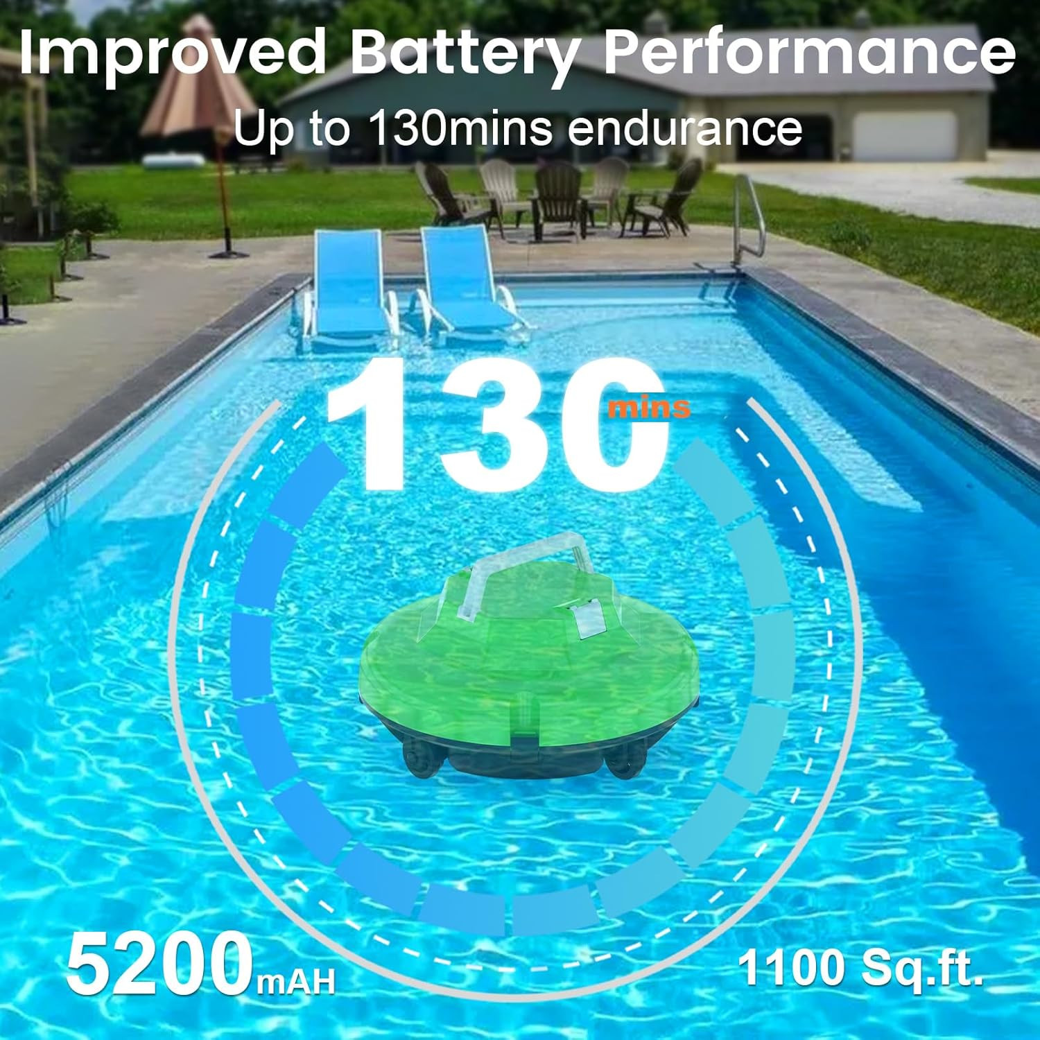 Robot Pool Vacuum for above Ground Pool, Cordless Robotic Pool Cleaner Dual Moto
