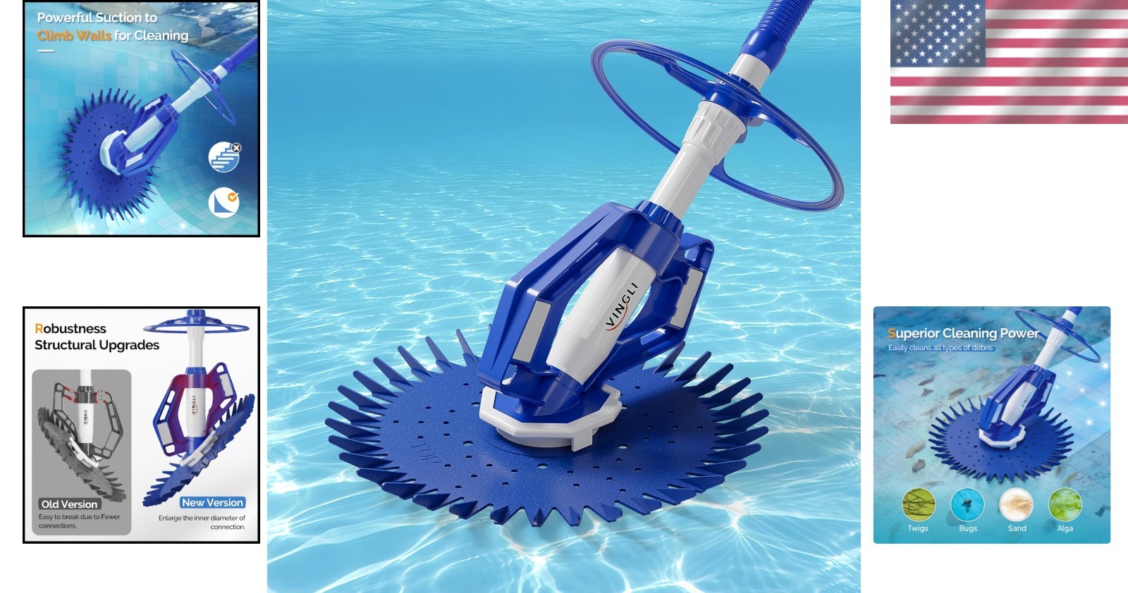 Effortless Automatic Pool Vacuum Cleaner – Super Quiet & Efficient 33FT Hoses