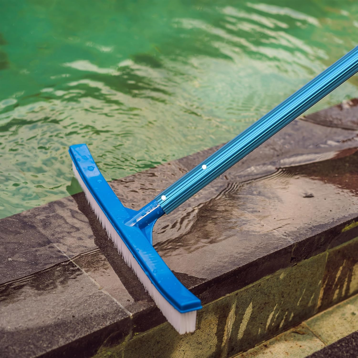 – Telescopic Pool Pole, 12Ft, Adjustable 3Piece Expandable Step-Up, Telescopic P