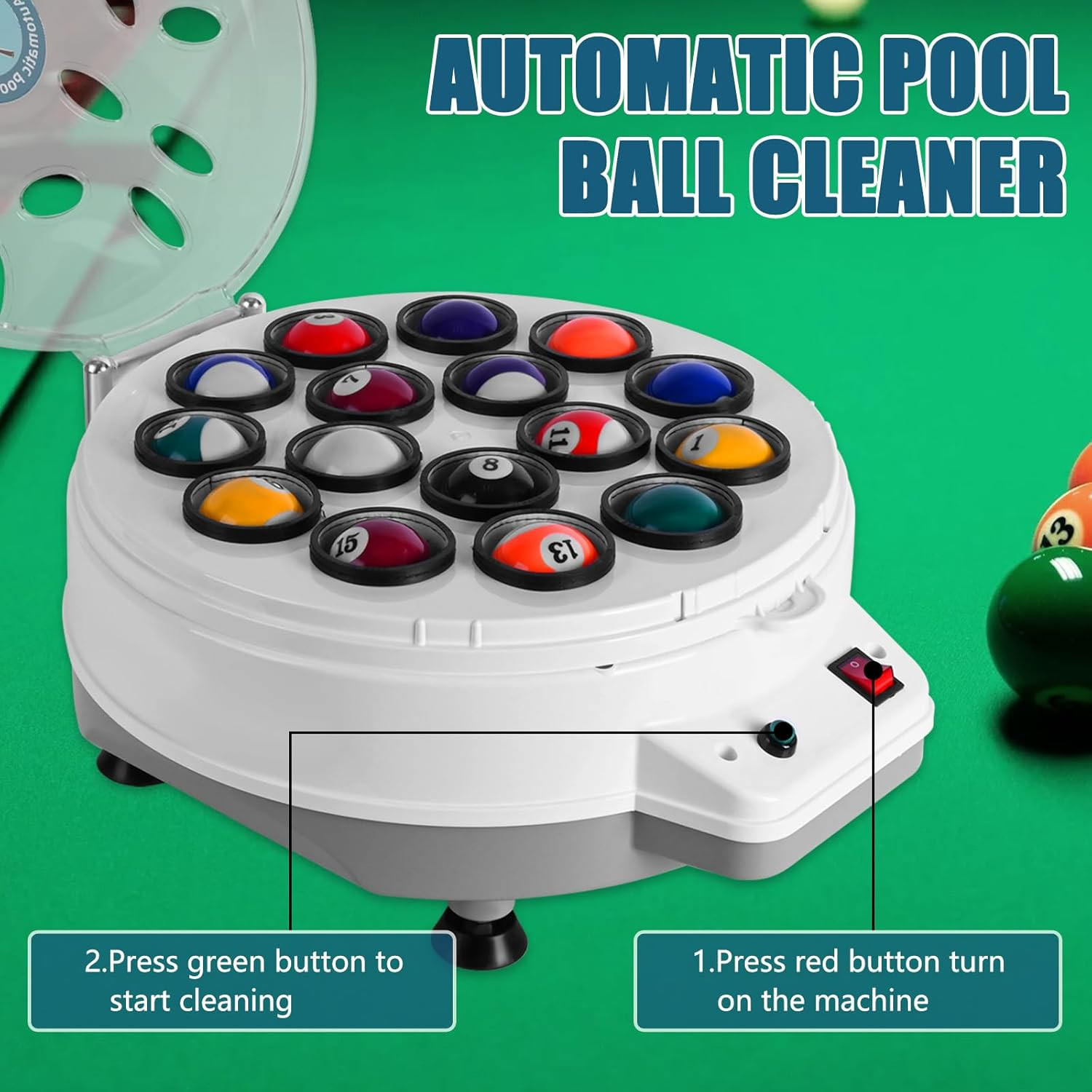 Pool Ball Cleaner,110V Automatic Billiard Ball Cleaner,Pool Ball Cleaner Machine