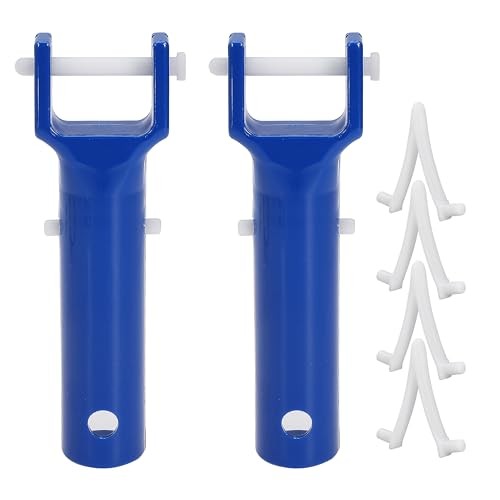 2 Pcs Pool Vacuum Head Handle with 4 Pcs Butterfly V-Clips and Pins fits for